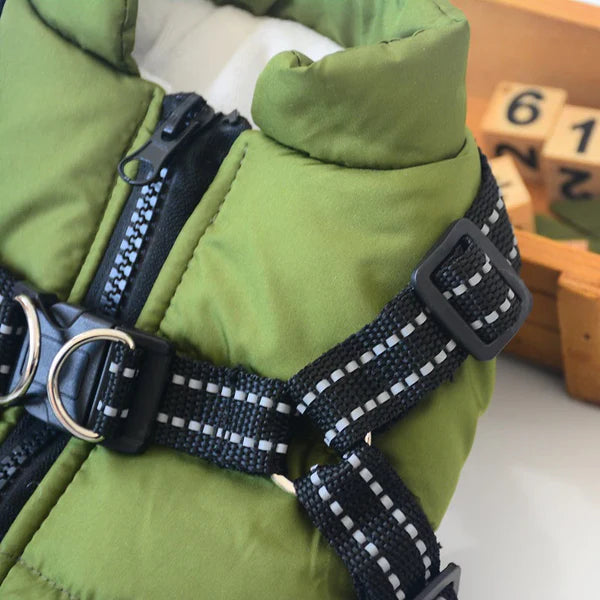 Waterproof Winter Dog Jacket with Built-in Harness